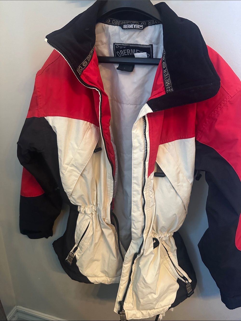 Vintage Obermeyer Red, White & Black Colorblock Insulated Ski Jacket